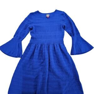 Vince Cumato Blue Bell Sleeve Ribbed Stretchy Sweater Dress. Size Medium.